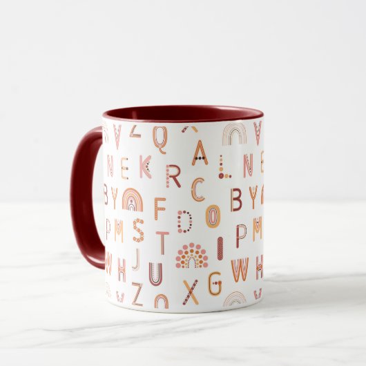 Mug Motif Alphabet arc-en-ciel amusant (Devant gauche)