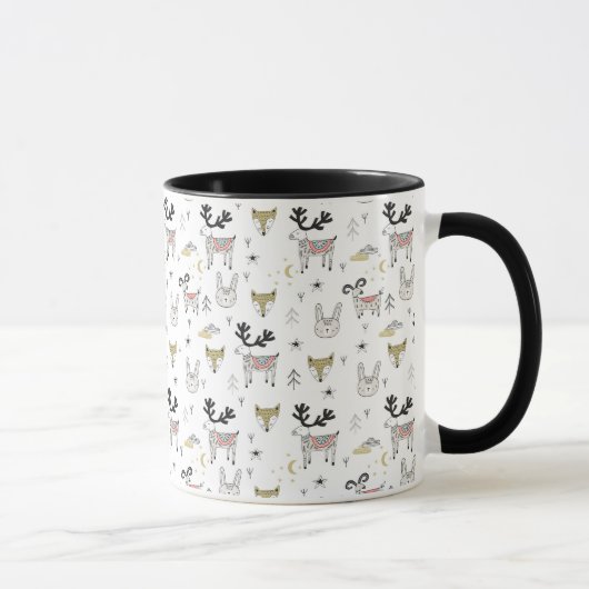 Mug Motif animal de griffonnage de région boisée (Droite)