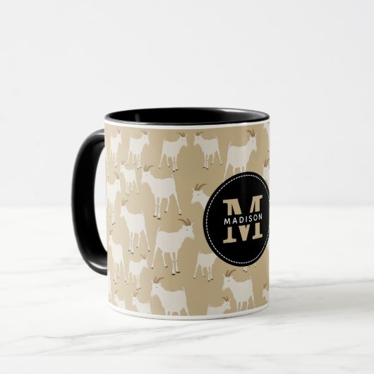 Mug Motif animal de la chèvre Monogramme (Devant gauche)
