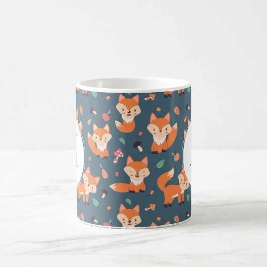 Mug Motif animal de renard orange mignon Monogramme (Centre)