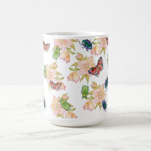 Mug Motif aquarelle de coléoptères et papillons