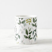 Mug Motif aquarelle de feuilles vertes monogrammées (Centre)