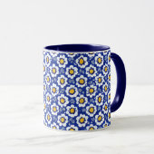 Mug Motif arabe floral bleu marine (Devant droit)