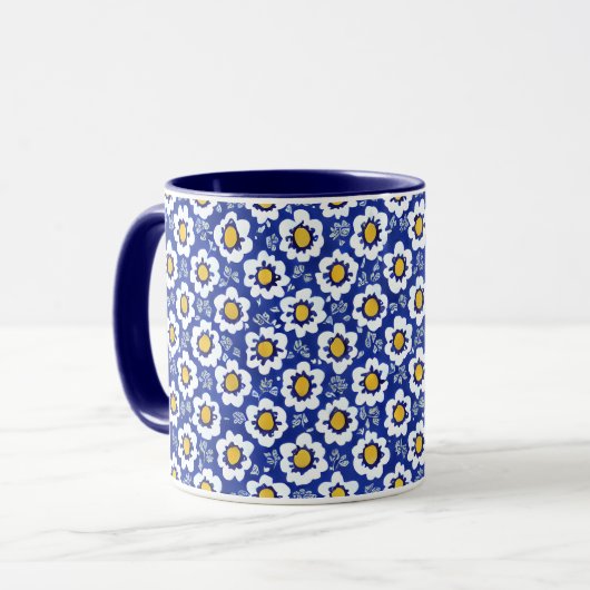 Mug Motif arabe floral bleu marine (Devant gauche)