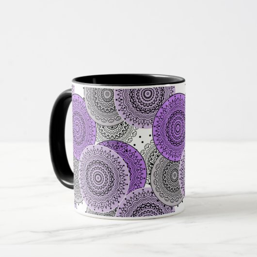 Mug Motif arabe mandala rose violet style oriental (Devant gauche)