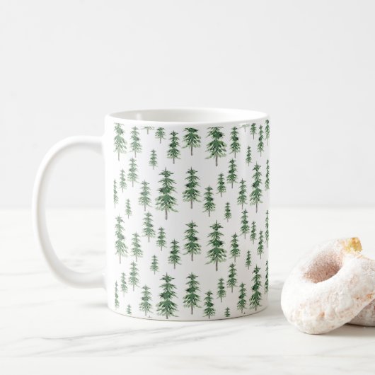 Mug Motif Arbre de pins aquarelle (Avec donut)