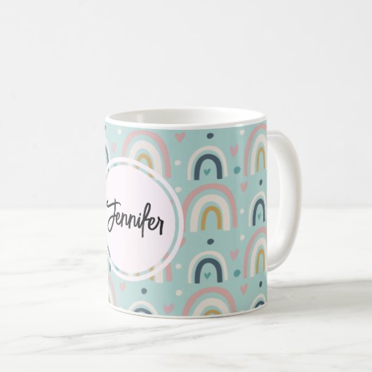 Mug Motif arc-en-ciel blanc mignon (Devant droit)