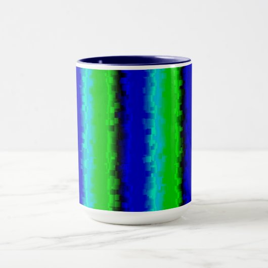Mug Motif arc-en-ciel bleu vert abstrait 3D (Centre)