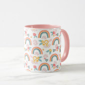 Mug Motif arc-en-ciel fleuri coloré (Devant droit)