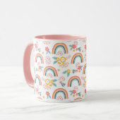 Mug Motif arc-en-ciel fleuri coloré (Devant gauche)