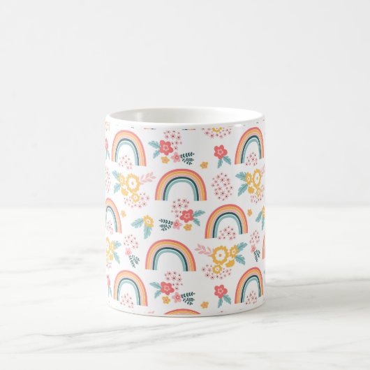 Mug Motif arc-en-ciel fleuri coloré (Centre)