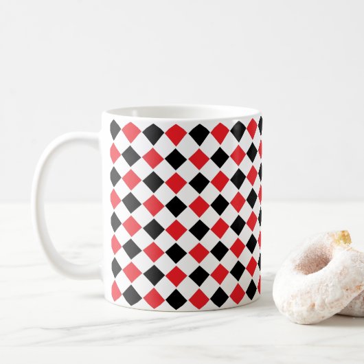 Mug Motif Argyle Noir et Rouge (Avec donut)