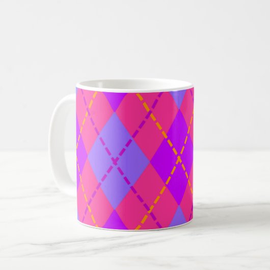 Mug Motif Argyle Rose Clair et Bleu (Devant gauche)