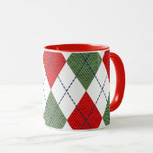 Mug Motif argyle rouge et vert (Devant droit)