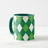 Mug Motif argyle, vert et blanc (Devant gauche)