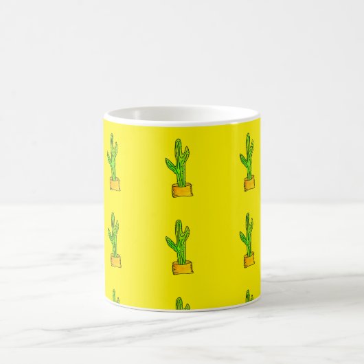 Mug Motif Arrière - plan jaune Cactus vert (Centre)