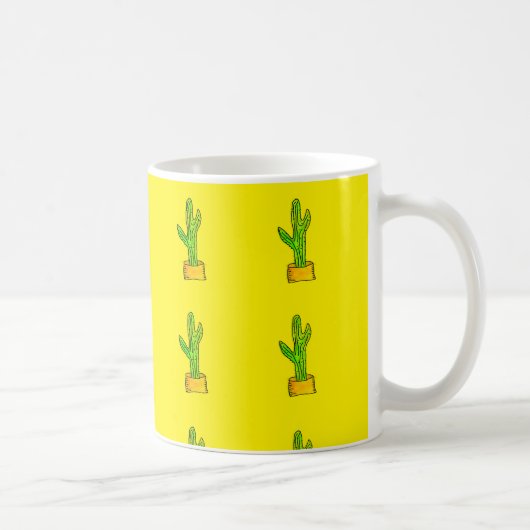 Mug Motif Arrière - plan jaune Cactus vert (Droite)