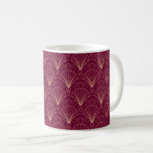 Mug Motif Art Déco avec éventails géométriques dorés