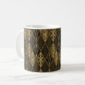 Mug Motif Art déco. Simples grappes noir et or (Devant gauche)