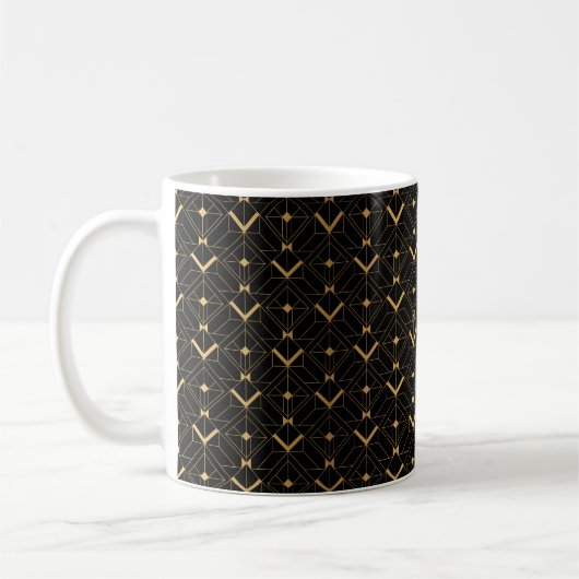 Mug Motif Art déco. Simples grappes noir et or (Gauche)