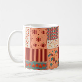 Mug Motif Art Patchwork Gland de Feuille d'Automne