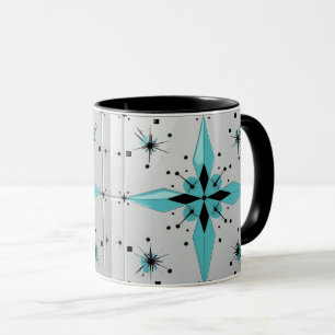 Mug Motif Atomique en Étoile Éclatée de Style Mid Cent