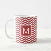 Mug Motif Aurora rouge Chevron moderne avec Monogramme (Gauche)