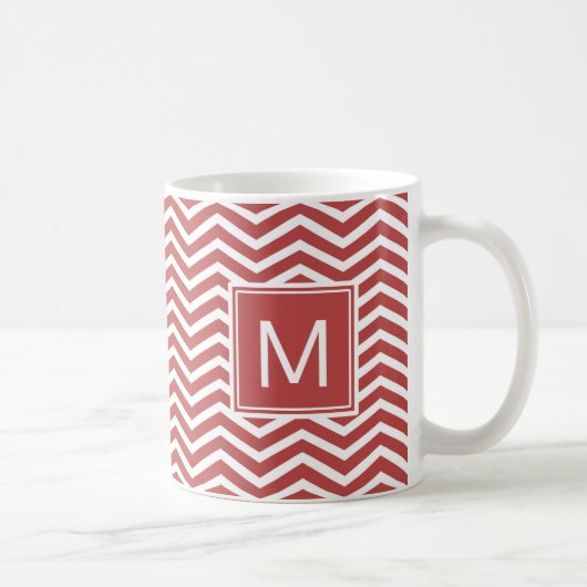 Mug Motif Aurora rouge Chevron moderne avec Monogramme (Droite)