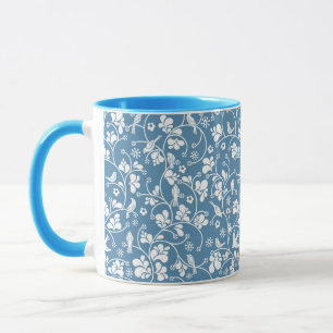 Mug motif aux oiseaux et ornement plante