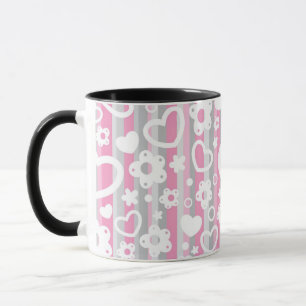 Mug Motif avec des coeurs et des fleurs