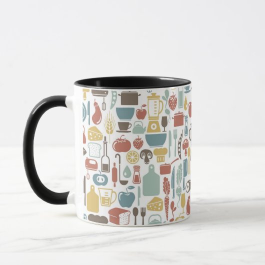 Mug Motif avec des icônes de cuisine (Gauche)