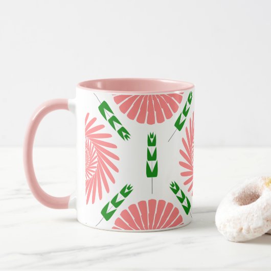 Mug motif avec fleurs roses (Avec donut)