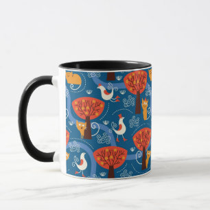 Mug motif avec les chats et les oiseaux mignons