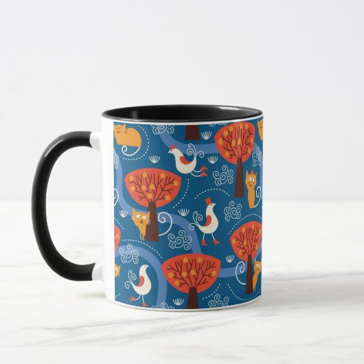 Mug motif avec les chats et les oiseaux mignons (Gauche)