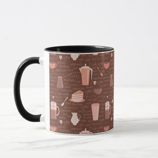 Mug Motif avec les éléments relatifs de café (Gauche)