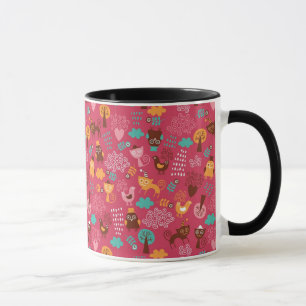 Mug Motif avec les oiseaux et les chats mignons
