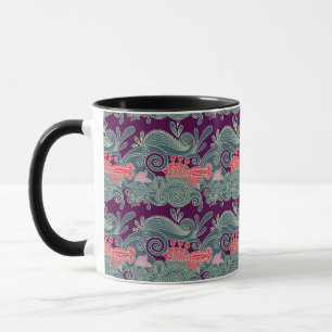 Mug Motif avec les poissons et la vague pourpre