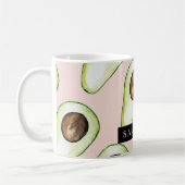 Mug Motif Avocado Rose Et Vert Moderne Avec Nom (Gauche)