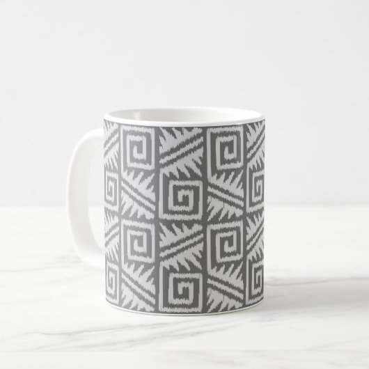 Mug Motif aztèque Ikat - Nuances de Gris (Devant gauche)