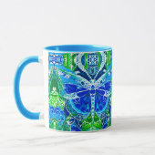 Mug Motif Batik de papillon et de médaillon en bleu (Gauche)