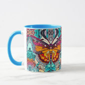 Mug Motif Batik des papillons et Médaillons à Orange (Gauche)
