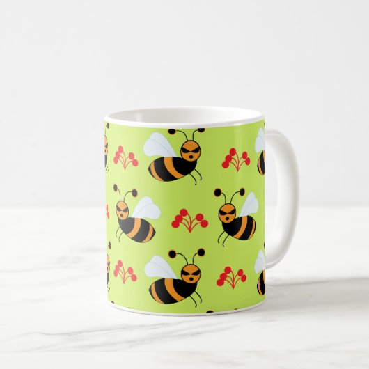 Mug Motif Bees Honeybee Fleurs rouges (Devant droit)
