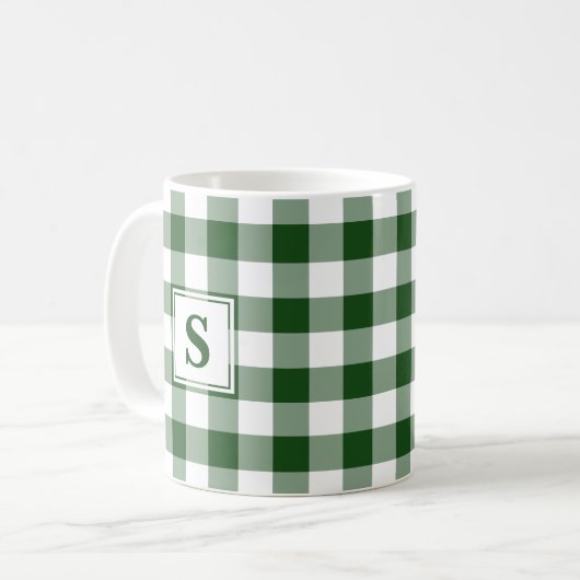 Mug Motif blanc blanc vert avec Monogramme (Devant gauche)