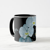 Mug Motif blanc d'orchidées d'aquarelle (Devant gauche)