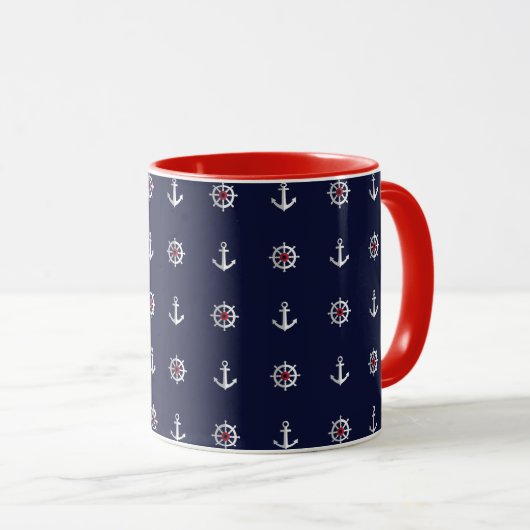 Mug Motif blanc et bleu rouge d'Ancre (Devant droit)