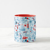 Mug Motif blanc et bleu rouge nautique (Centre)