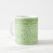 Mug Motif blanc Feuille sur Apple Green, Green Band (Devant gauche)