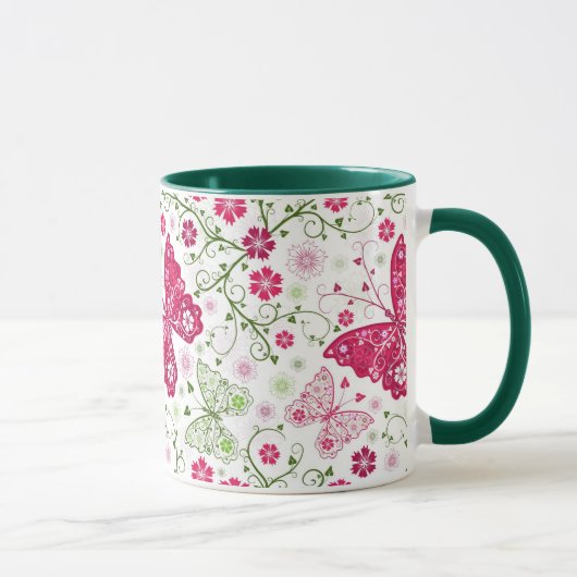 Mug Motif blanc floral (Droite)