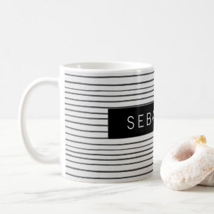 Mug Motif blanc gris rayé personnalisé