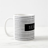 Mug Motif blanc gris rayé personnalisé (Gauche)